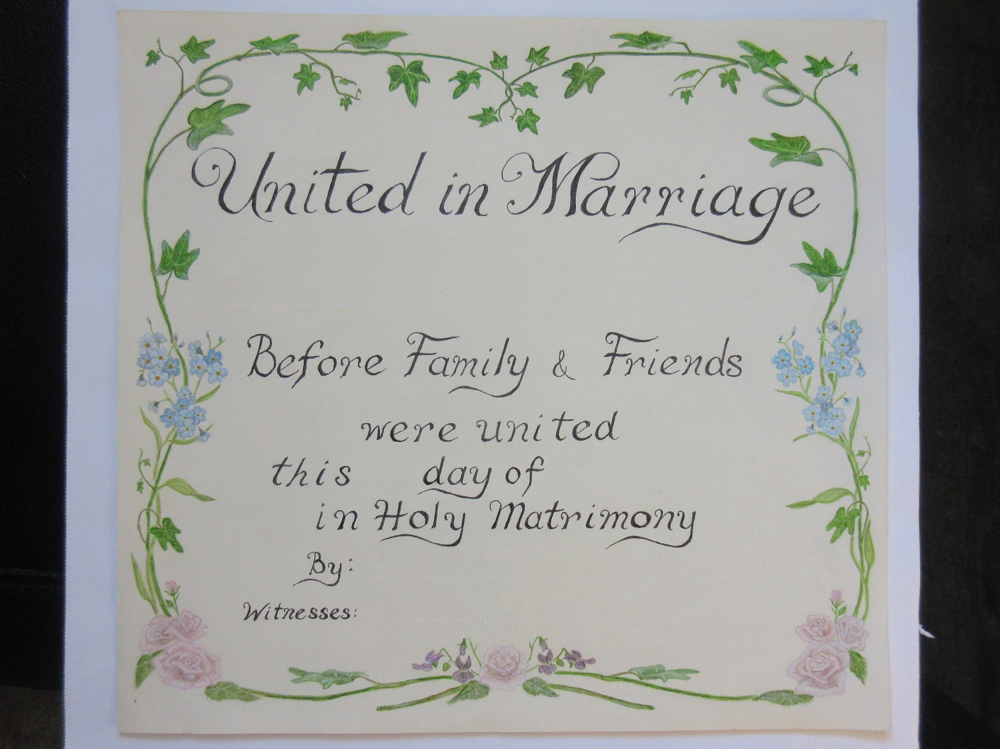 Altered Marriage Certificate with lines